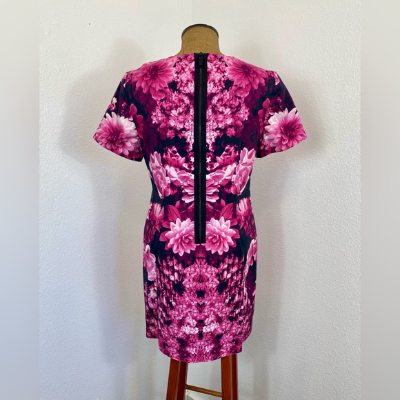 Michael Kors Women's New Pink Gardens Floral Short Dress Size 12 Dahlias Bouquet - Picture 13 of 14